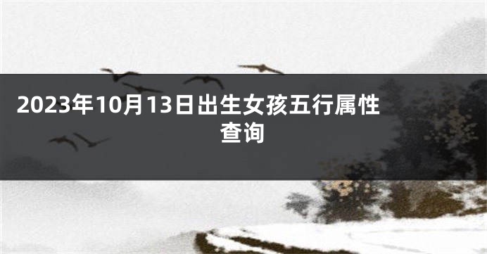 2023年10月13日出生女孩五行属性查询