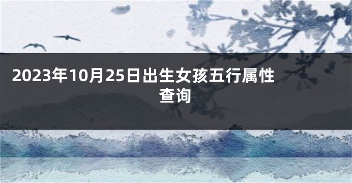 2023年10月25日出生女孩五行属性查询
