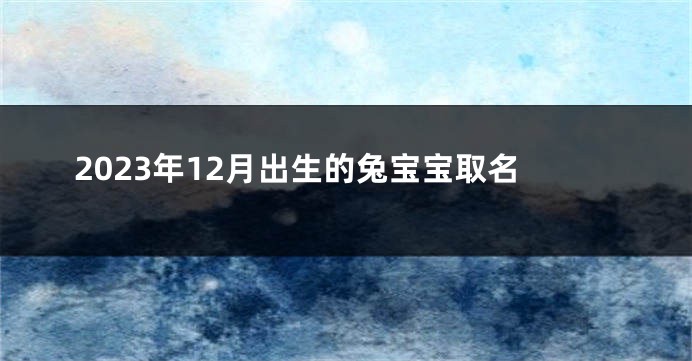 2023年12月出生的兔宝宝取名
