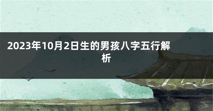 2023年10月2日生的男孩八字五行解析