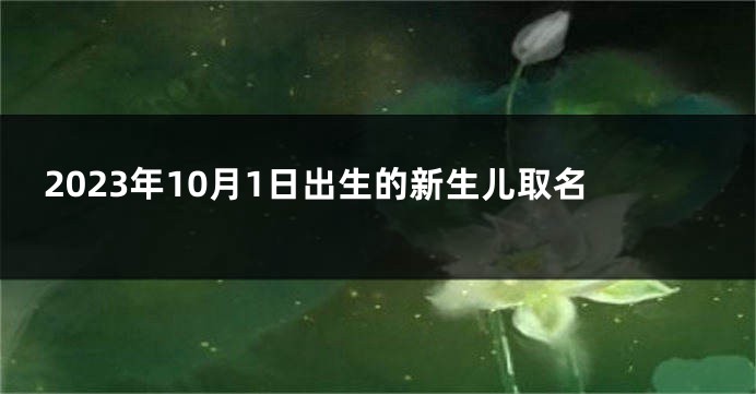 2023年10月1日出生的新生儿取名
