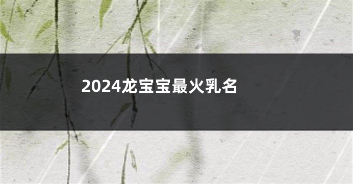 2024龙宝宝最火乳名