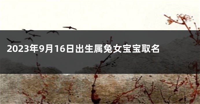 2023年9月16日出生属兔女宝宝取名