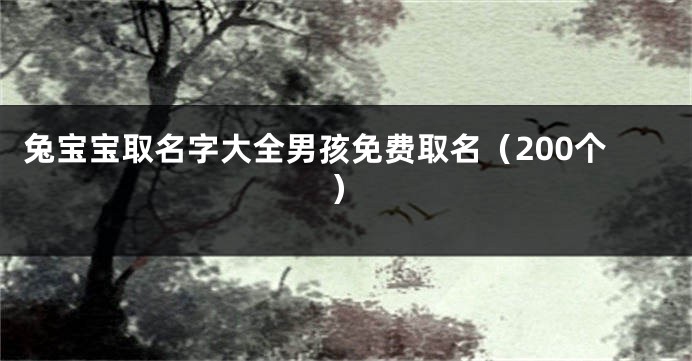 兔宝宝取名字大全男孩免费取名（200个）