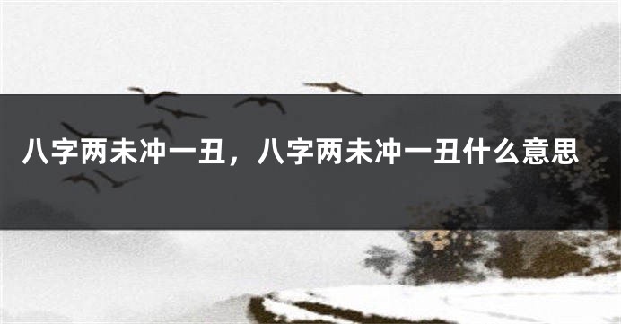 八字两未冲一丑，八字两未冲一丑什么意思