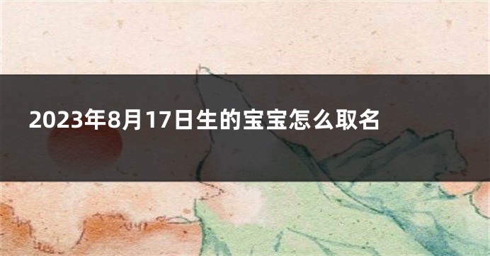 2023年8月17日生的宝宝怎么取名