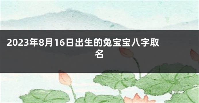 2023年8月16日出生的兔宝宝八字取名