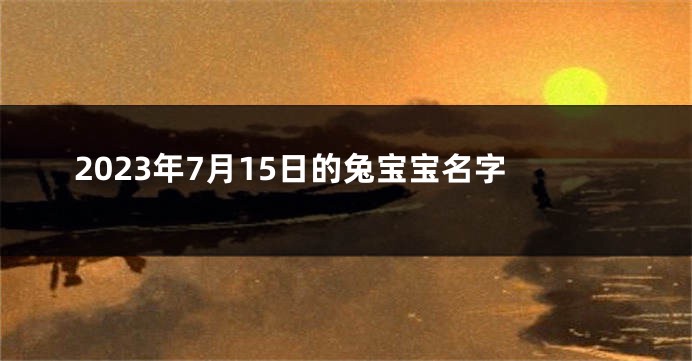 2023年7月15日的兔宝宝名字