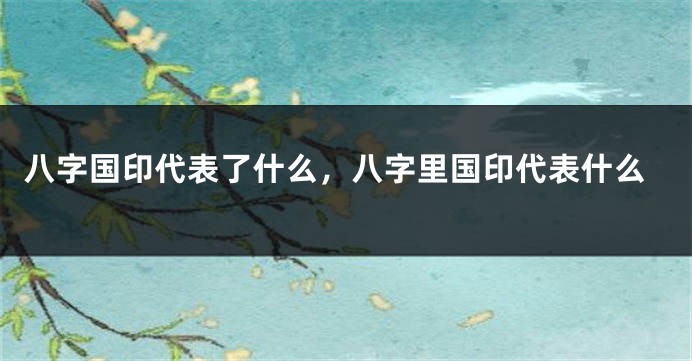 八字国印代表了什么，八字里国印代表什么