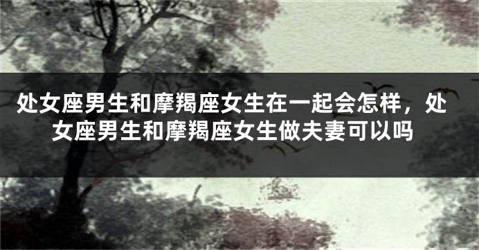 处女座男生和摩羯座女生在一起会怎样，处女座男生和摩羯座女生做夫妻可以吗