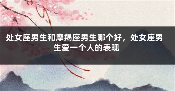 处女座男生和摩羯座男生哪个好，处女座男生爱一个人的表现