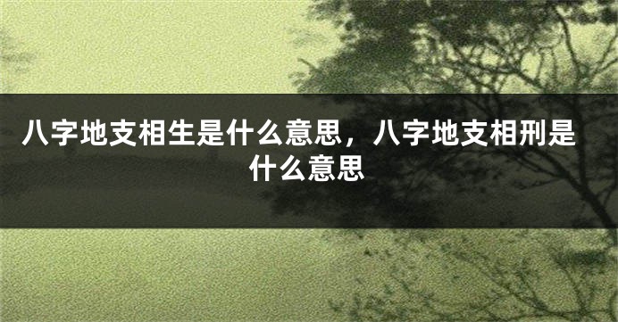 八字地支相生是什么意思，八字地支相刑是什么意思