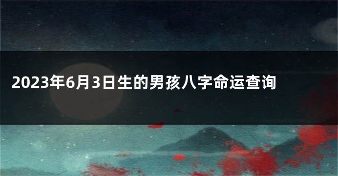 2023年6月3日生的男孩八字命运查询