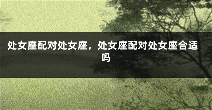 处女座配对处女座，处女座配对处女座合适吗