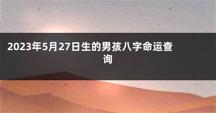 2023年5月27日生的男孩八字命运查询