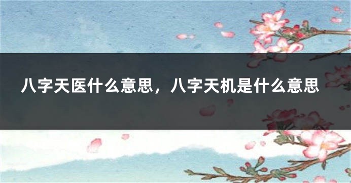 八字天医什么意思，八字天机是什么意思