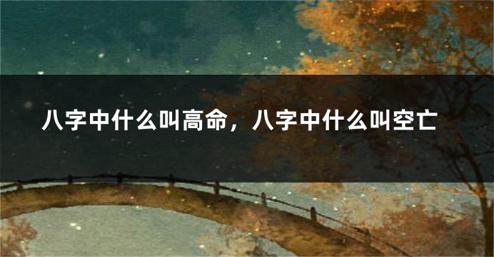 八字中什么叫高命，八字中什么叫空亡