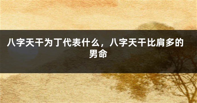 八字天干为丁代表什么，八字天干比肩多的男命