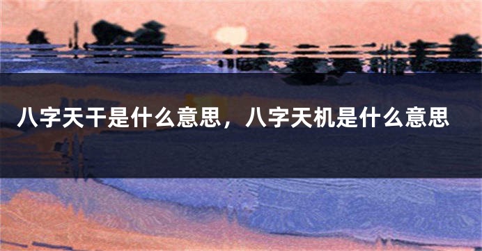 八字天干是什么意思，八字天机是什么意思