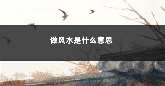 做风水是什么意思