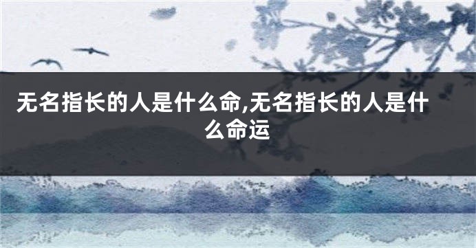 无名指长的人是什么命,无名指长的人是什么命运