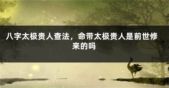 八字太极贵人查法，命带太极贵人是前世修来的吗