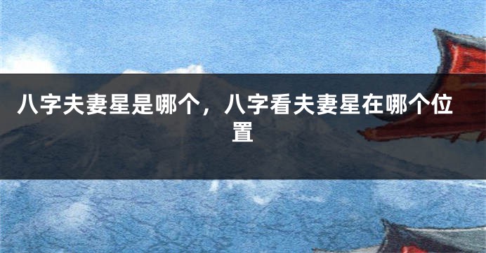 八字夫妻星是哪个，八字看夫妻星在哪个位置