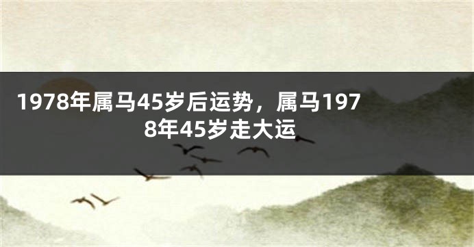 1978年属马45岁后运势，属马1978年45岁走大运