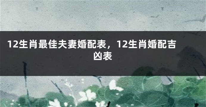 12生肖最佳夫妻婚配表，12生肖婚配吉凶表