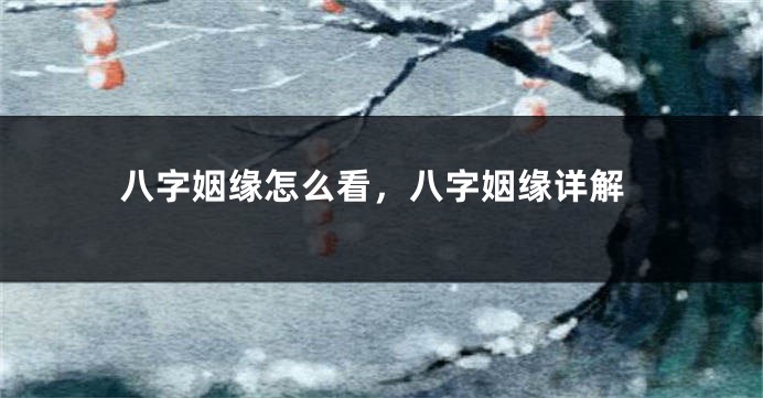 八字姻缘怎么看，八字姻缘详解