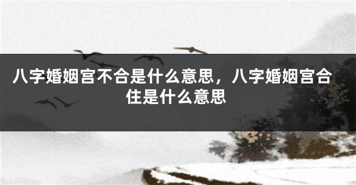 八字婚姻宫不合是什么意思，八字婚姻宫合住是什么意思