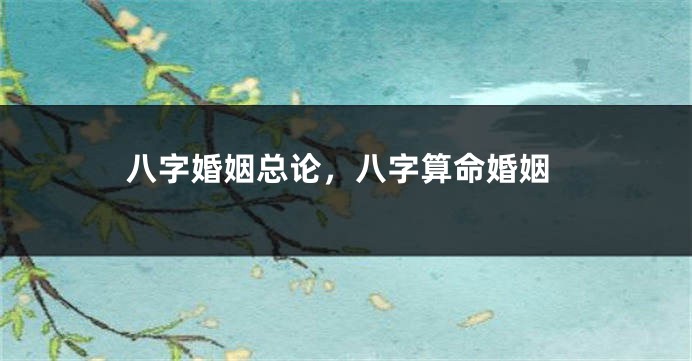 八字婚姻总论，八字算命婚姻