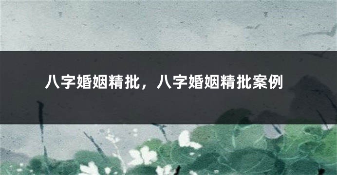 八字婚姻精批，八字婚姻精批案例