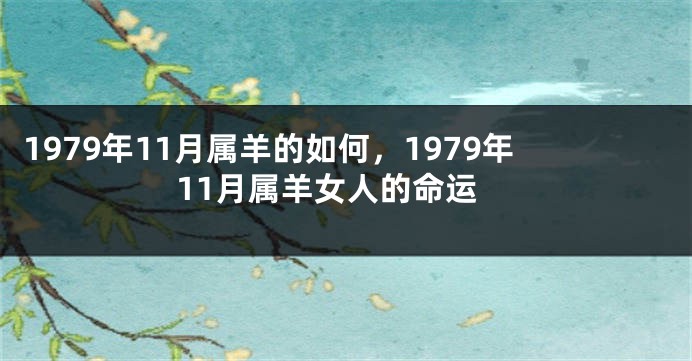 1979年11月属羊的如何，1979年11月属羊女人的命运