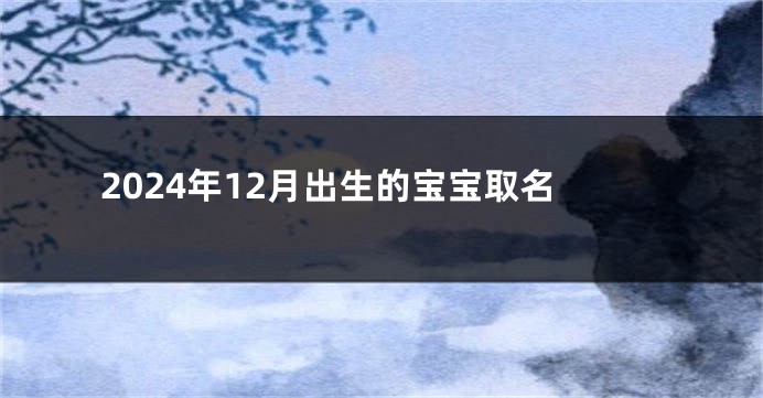 2024年12月出生的宝宝取名