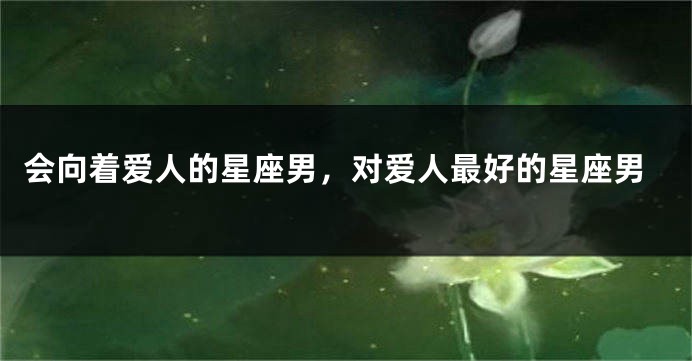 会向着爱人的星座男，对爱人最好的星座男