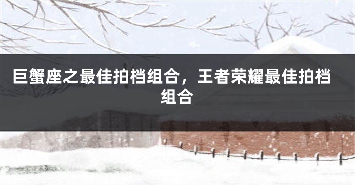 巨蟹座之最佳拍档组合，王者荣耀最佳拍档组合