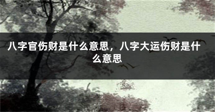 八字官伤财是什么意思，八字大运伤财是什么意思