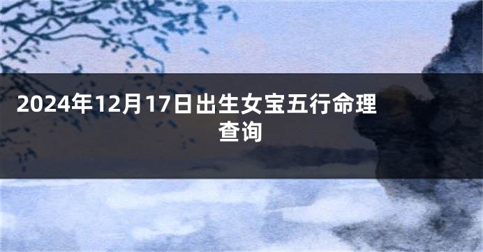 2024年12月17日出生女宝五行命理查询