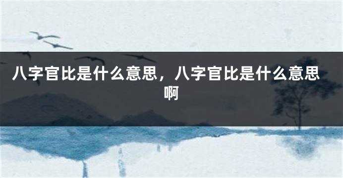 八字官比是什么意思，八字官比是什么意思啊