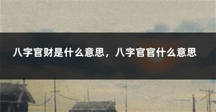 八字官财是什么意思，八字官官什么意思