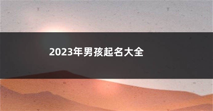 2023年男孩起名大全