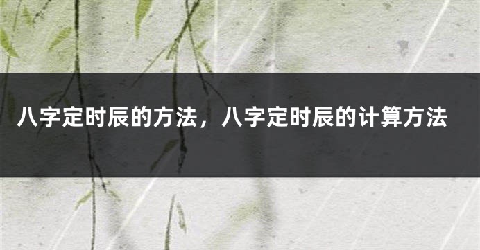 八字定时辰的方法，八字定时辰的计算方法