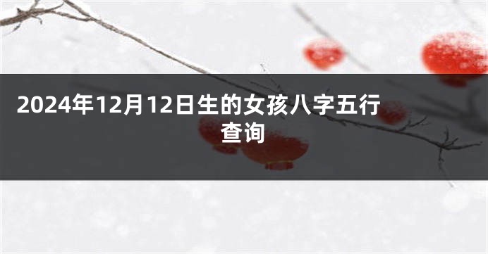 2024年12月12日生的女孩八字五行查询