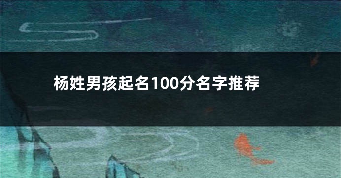 杨姓男孩起名100分名字推荐