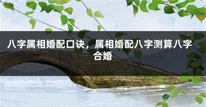 八字属相婚配口诀，属相婚配八字测算八字合婚