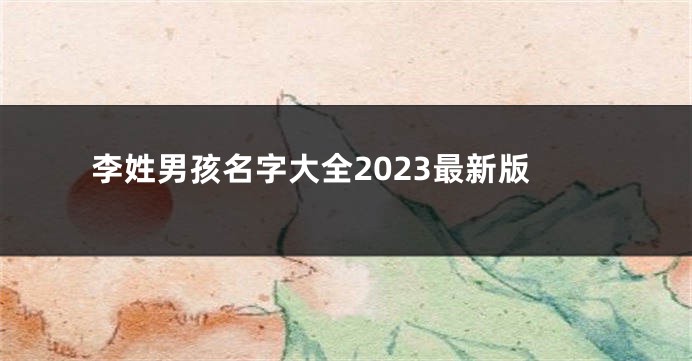 李姓男孩名字大全2023最新版