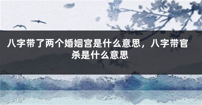 八字带了两个婚姻宫是什么意思，八字带官杀是什么意思