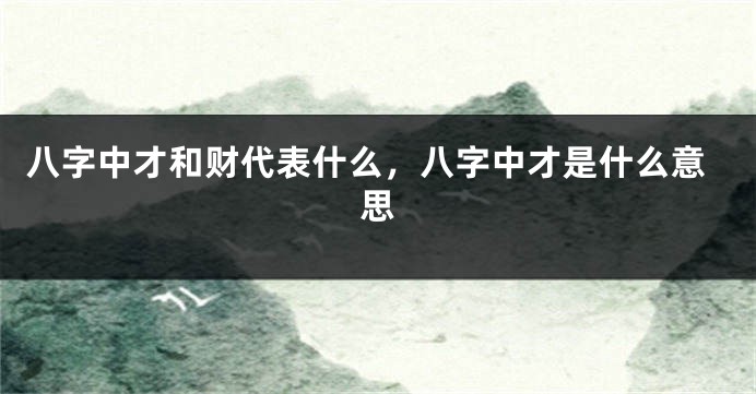八字中才和财代表什么，八字中才是什么意思