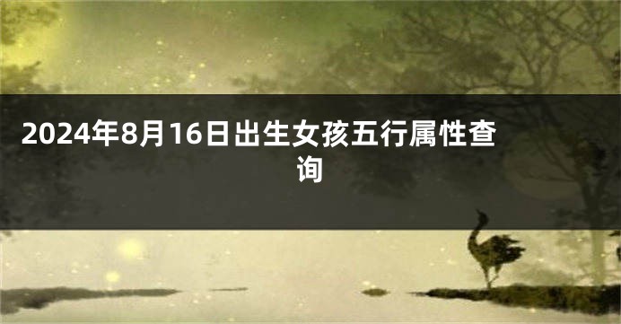 2024年8月16日出生女孩五行属性查询